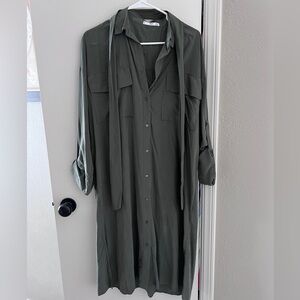 Mango Casual Khaki Shirt Dress